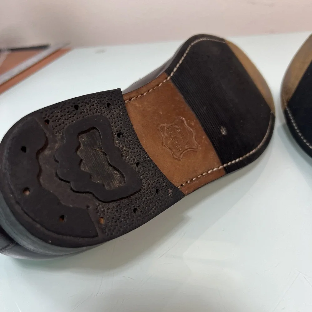 Haband Men's 10 EEE Extra Wide Brown Leather Penny‎ Loafers